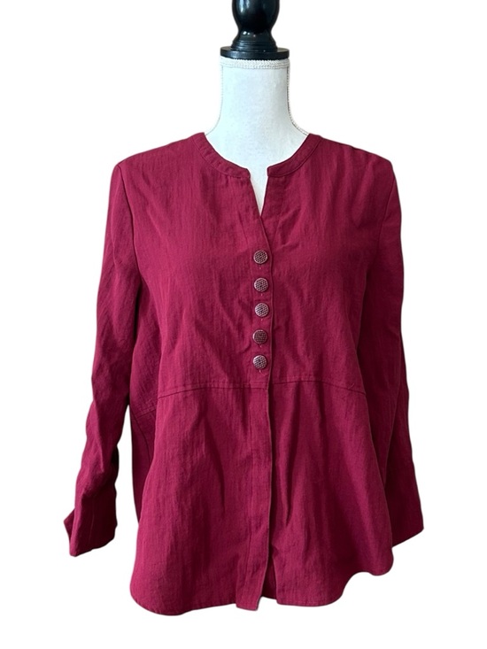 Tops - Habitat Button Down Long Sleeve Shirt Women’s SZ Medium in Burgundy